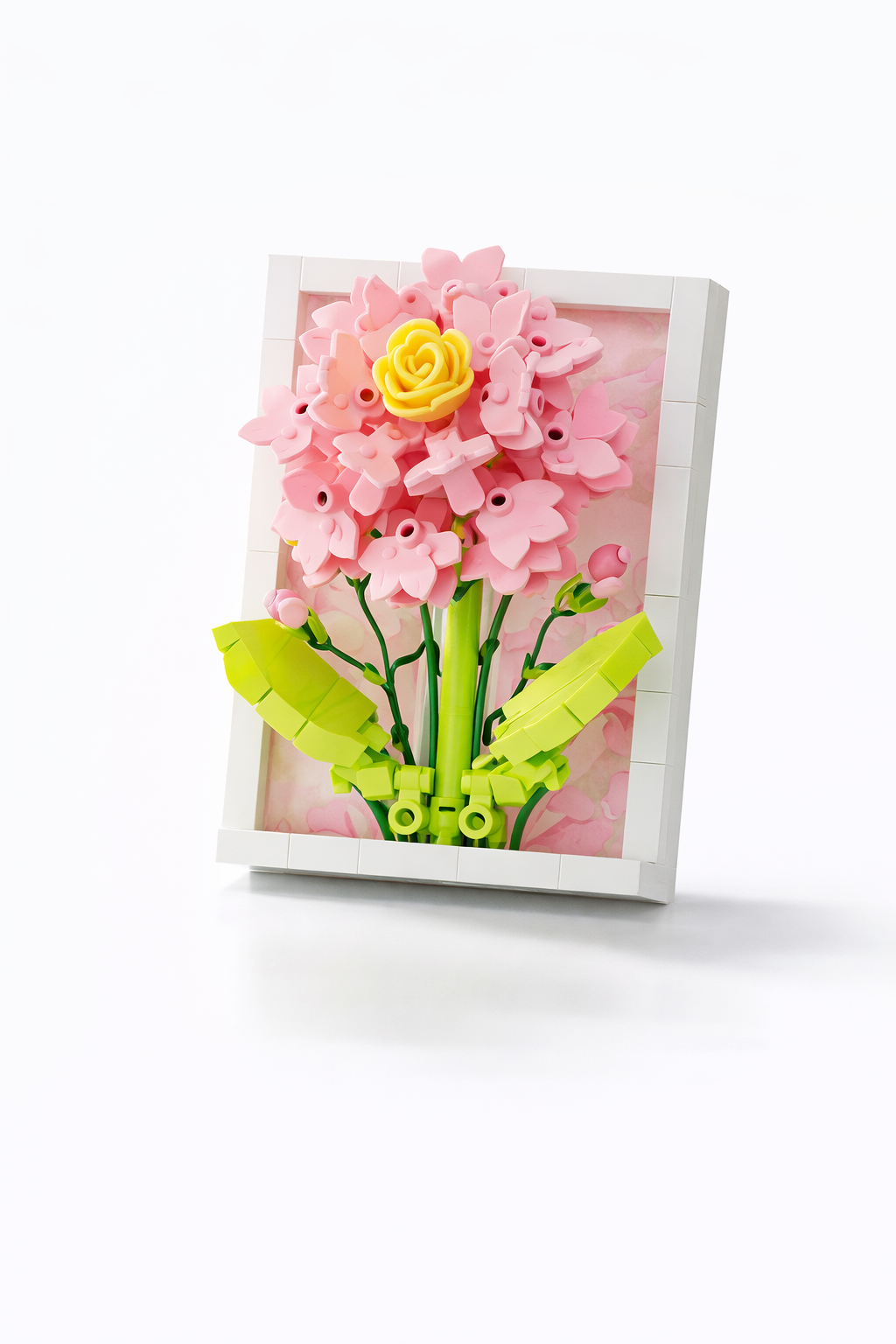 Pink Carnation Flower Frame Mini Building Block Set (153 Pieces)