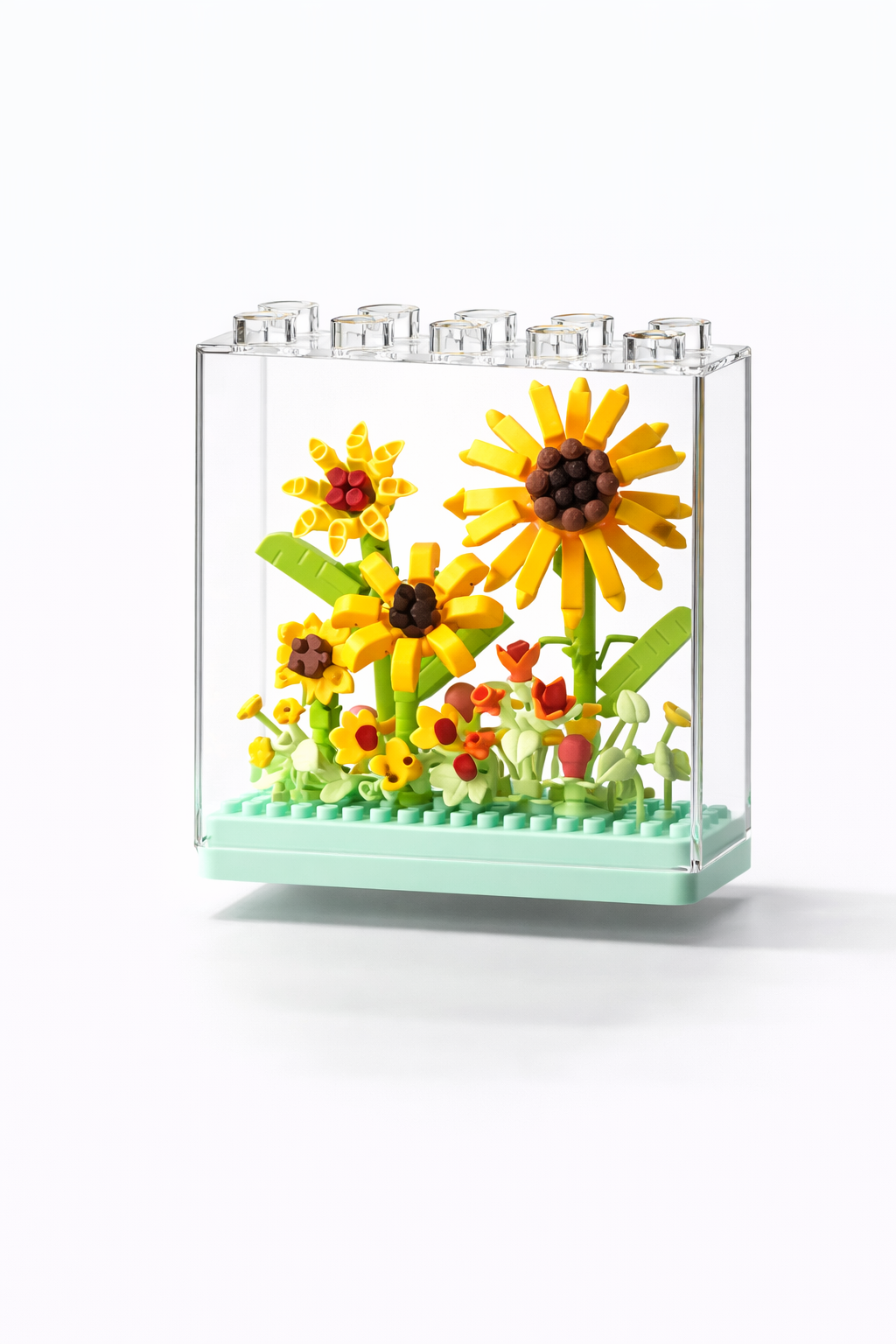Sunflower Floral Display Mini Building Block Set with Acrylic Case (354 Pieces)