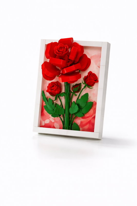 Red Rose Flower Frame Mini Building Block Set (170 Pieces)