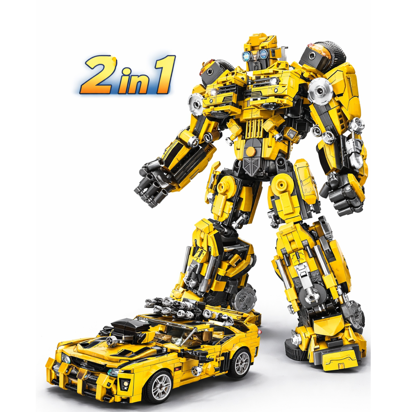 2-in-1 Bumblebee Transforming Robot Car Mini Building Block Set (792 Pieces)
